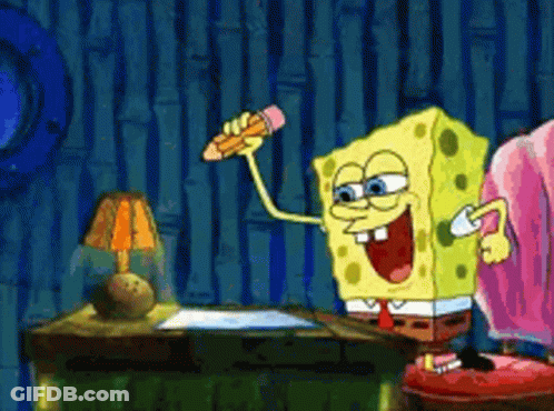 SpongeBob Holding Pencil GIF