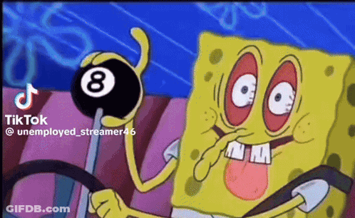 Spongebob Holding Pool Ball Number Eight GIF