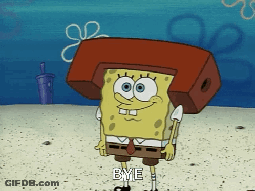 SpongeBob Holding Red Box Saying Bye GIF