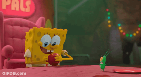 SpongeBob Holding Red Object With Pals Sign GIF