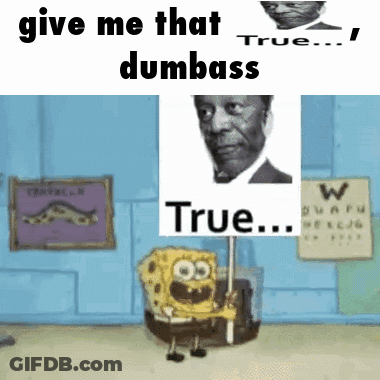 Spongebob Holding Sign Saying True GIF