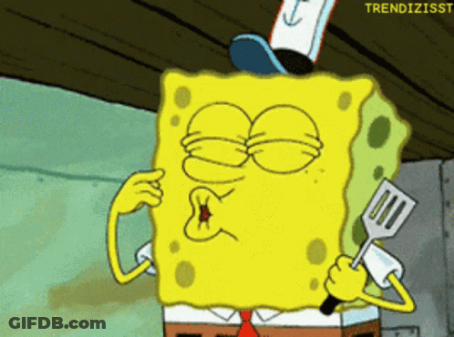 Spongebob Holding Spatula And Wearing Anchor Hat GIF