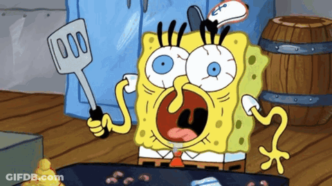 SpongeBob Holding Spatula Over Pan GIF