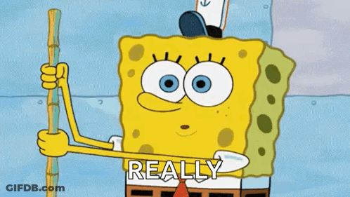 SpongeBob Holding Stick Saying Really GIF