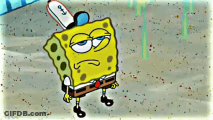 SpongeBob Holding Surfboard With Letter O GIF
