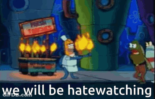 SpongeBob Holding Torch Saying We Will Be Hatewatching GIF