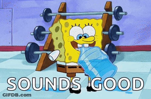 SpongeBob Holding Water Bottle Sounds Good GIF