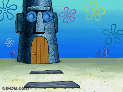 Spongebob House With Spongebob Flowers GIF