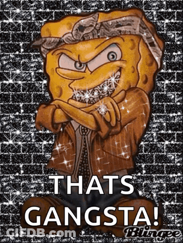 SpongeBob In Bandana And Jacket That's Gangsta GIF
