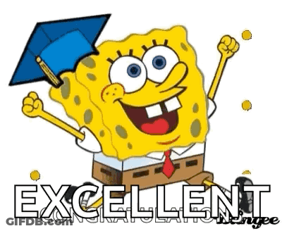 SpongeBob In Graduation Cap And Tie Excellent GIF