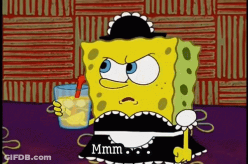 SpongeBob In Maid Outfit Holding Drink GIF