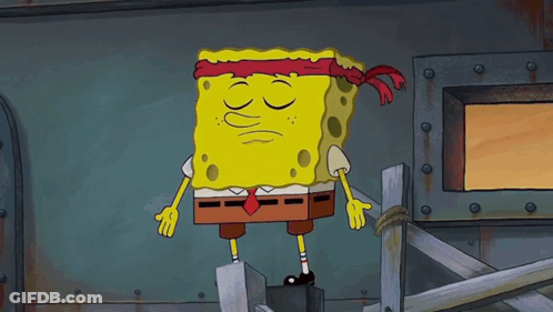 SpongeBob In Red Headband And Tie GIF