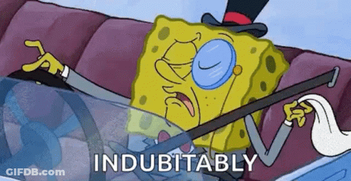 Spongebob In Top Hat And Glasses Driving Car GIF