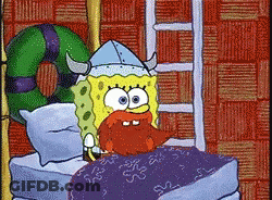 SpongeBob In Viking Helmet Lying On Bed GIF
