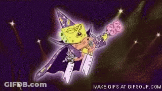 SpongeBob In Wizard Hat Holding Guitar GIF