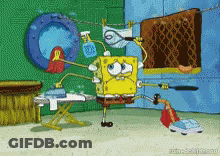 SpongeBob Ironing Clothes GIF