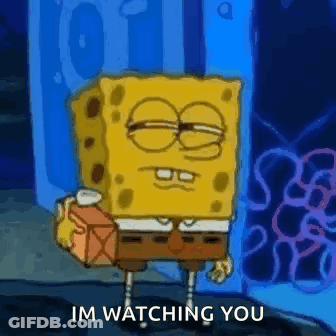 Spongebob Is Holding A Box And Saying `` Im Watching You '' . GIF