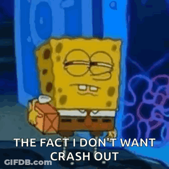 Spongebob Is Holding A Box And Says `` The Fact I Don 'T Want Crash Out '' . GIF