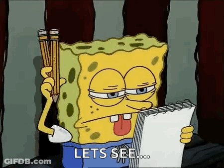 Spongebob Is Holding A Pencil And Looking At A Notebook . GIF