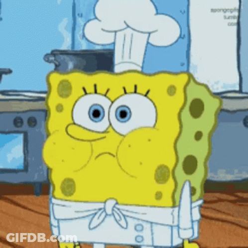 Spongebob Is Wearing A Chef 'S Hat And Apron GIF