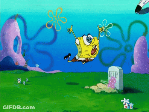 Spongebob Jumping Over Grave RIP GIF