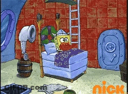 SpongeBob Laying On Bed With Nick Logo GIF