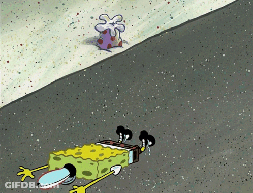 SpongeBob Laying On Ground With Crab Behind Him GIF