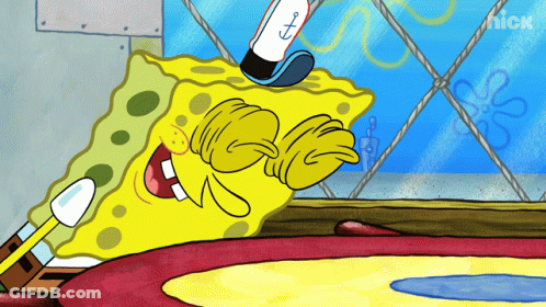 SpongeBob Laying On Rug With Nickelodeon Logo GIF