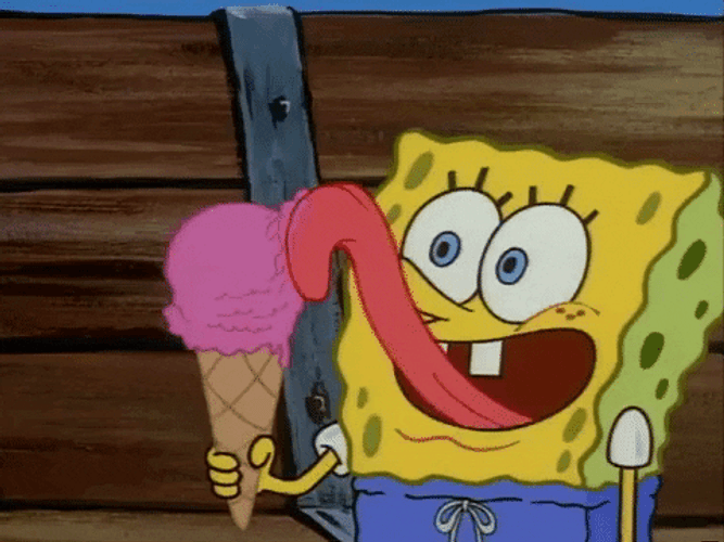 SpongeBob Lick Ice Cream GIF