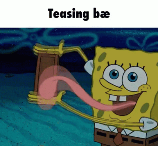 Spongebob Licking Chocolate Bar Teasing Bae Meme GIF