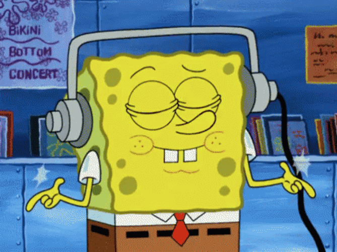 SpongeBob Listening To Music GIF