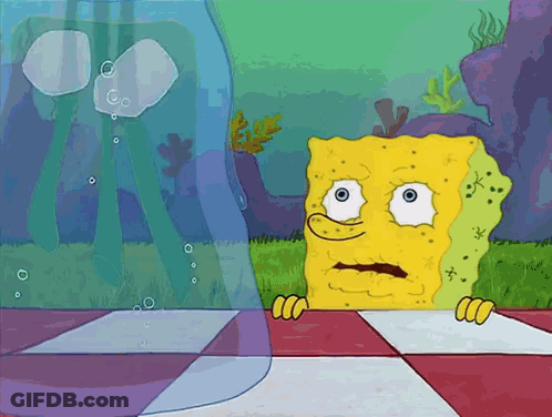 SpongeBob Looking Out Of Glass GIF