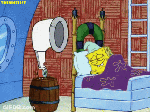 SpongeBob Lying In Bed Next To Barrel GIF
