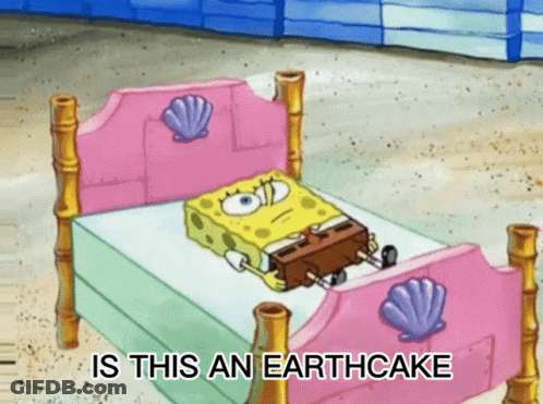 Spongebob Lying In Bed Saying Is This An Earthquake GIF