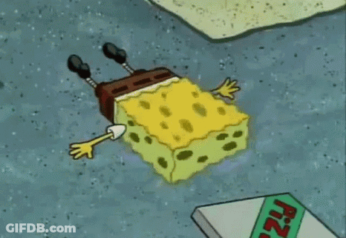 SpongeBob Lying In Water Next To Pizza GIF