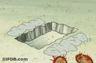 SpongeBob Lying On Ground With Shovel GIF