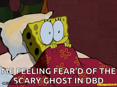 SpongeBob Lying Under Blanket Scared Of DBD Ghost GIF