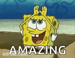 SpongeBob Making Funny Face Saying Amazing GIF