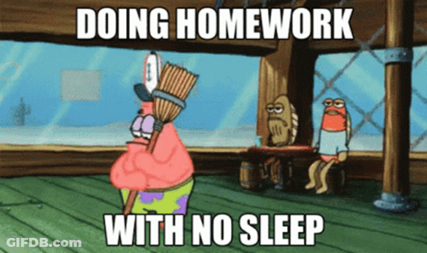 Spongebob Meme Patrick Doing Homework No Sleep GIF
