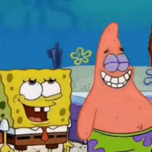Spongebob Meme Patrick Star Rolling Eyes Fake Smile GIF