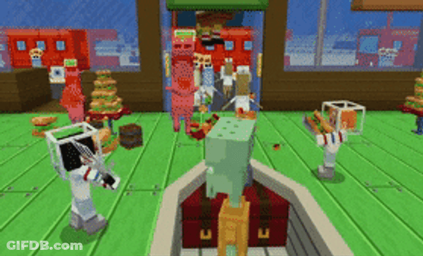 SpongeBob Minecraft Axolotl GIF