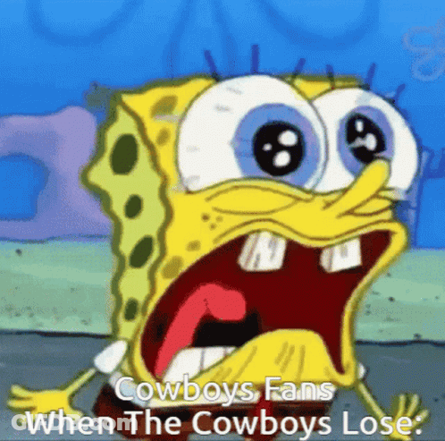 SpongeBob Mouth Open Saying Cowboys Fans When They Lose GIF