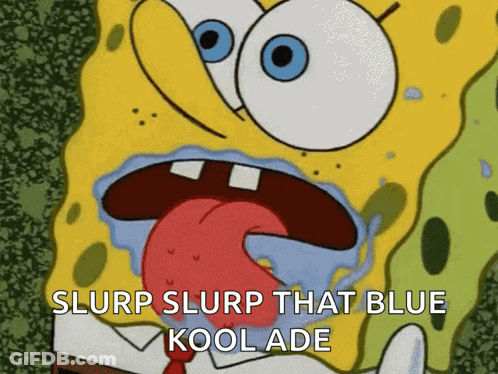 SpongeBob Mouth Open Slurp Slurp Blue Kool Ade GIF