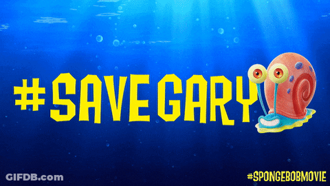 SpongeBob Movie Poster With Snail Says #SaveGary GIF