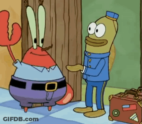Spongebob Next To Man In Blue Uniform GIF