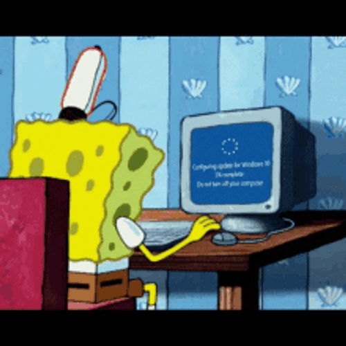SpongeBob On Computer Blue Screen Update GIF