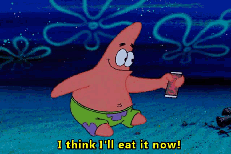 Spongebob Patric Star Eating Chocolate Bar GIF