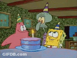 Spongebob Patrick And Squidward Celebrating Birthday GIF
