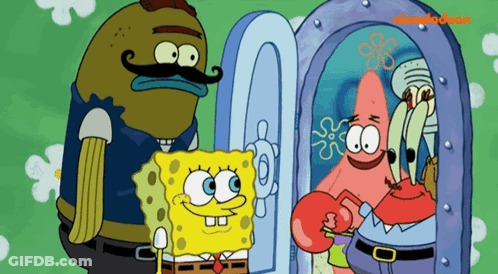 SpongeBob Patrick And Squidward In Front Of Nickelodeon Logo GIF