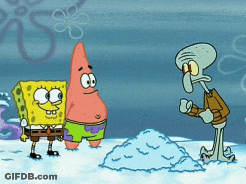 SpongeBob Patrick And Squidward In The Snow GIF